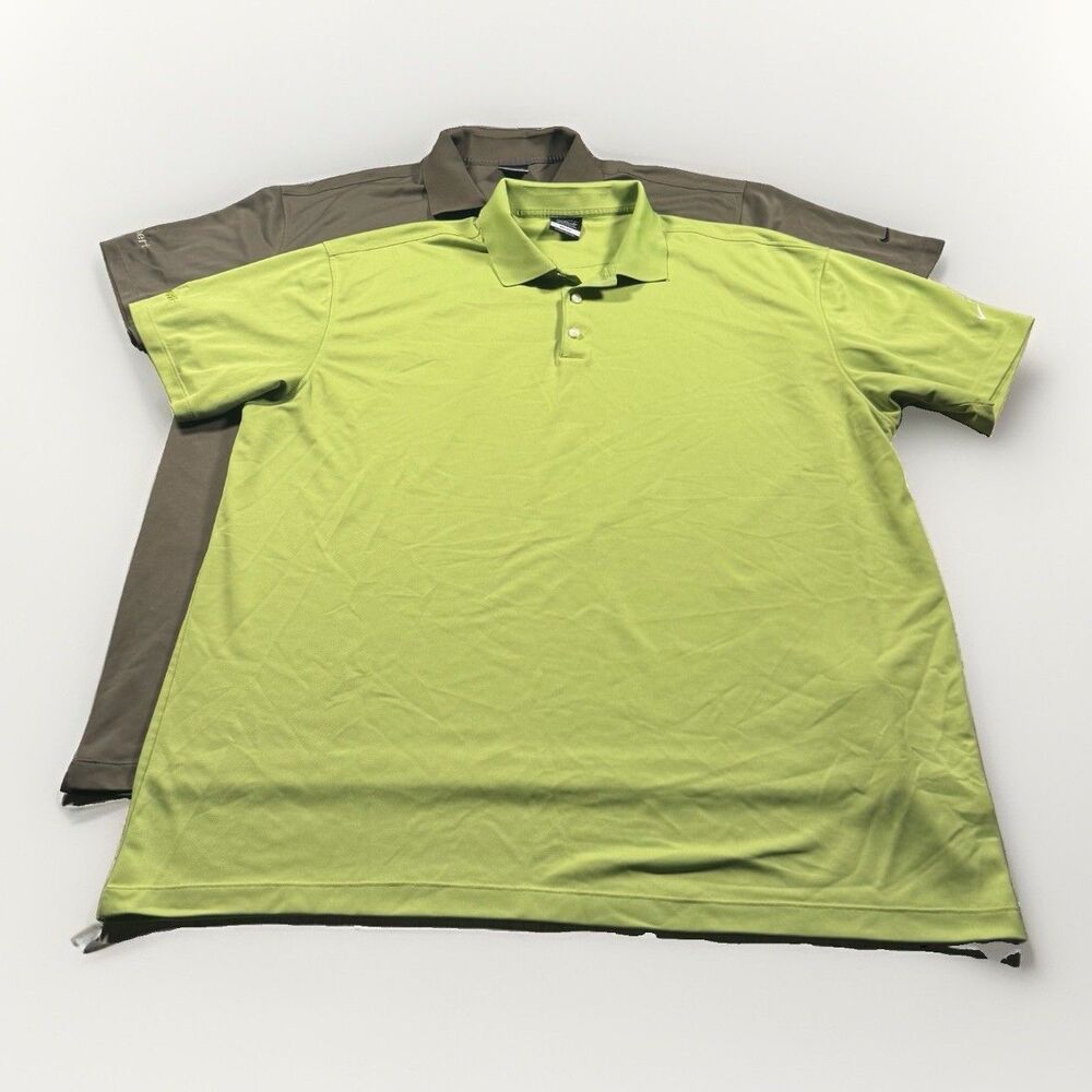 Lot of 2 Nike Dri Fit Golf Polos Men’s 4XL Lime Olive Green Performance Logo